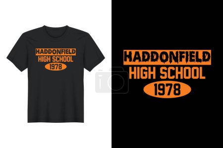 Ilustración de Haddonfield High School 1978, Diseño de camisetas de Halloween - Imagen libre de derechos