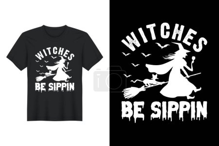Ilustración de Las brujas se sippin, diseño de camisetas de Halloween - Imagen libre de derechos