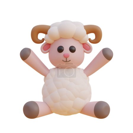 Téléchargez les photos : 3D moutons dessin animé mignon, Elément décoré pour Ramadan Kareem ou Eid Al Adha moubarak. Festival islamique musulman. Rendement 3d - en image libre de droit