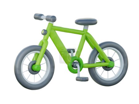 Photo for 3d Green bicycle, Clean Energy, Environmental Alternative Energy, cartoon style, 3d rendering. - Royalty Free Image