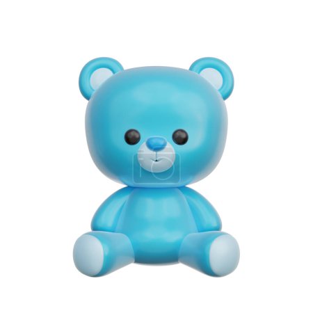 Photo for 3D Blue baby teddy bear, baby gender reveal, It's a boy, birthday party, 3d rendering. - Royalty Free Image