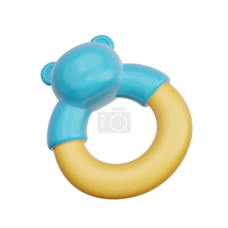 Photo for 3D Blue baby teething ring, baby gender reveal, It's a boy, birthday party, 3d rendering - Royalty Free Image