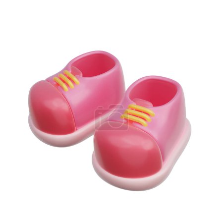 Téléchargez les photos : Chaussures de bébé rose 3D, révélation du genre bébé, C'est une fille, fête d'anniversaire, rendu 3d - en image libre de droit