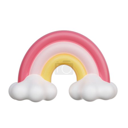 Foto de 3D arco iris con nubes, el género del bebé revelan, es una chica, fiesta de cumpleaños, representación 3d - Imagen libre de derechos