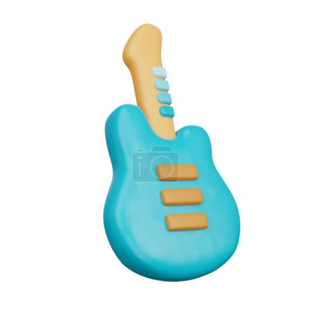 Foto de Guitarra eléctrica de madera del juguete de los niños 3D, representación 3d - Imagen libre de derechos