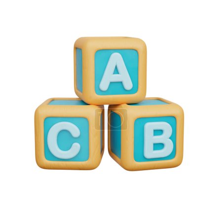 Photo for 3D Kids toy wooden alphabet cubes, 3d rendering - Royalty Free Image