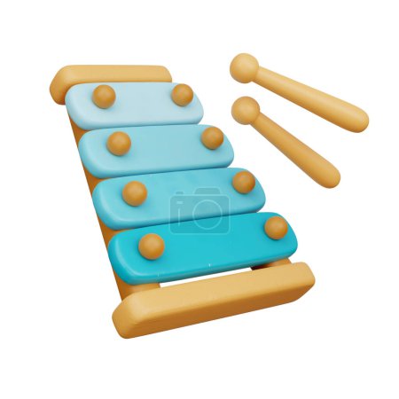Photo for 3D Kids toy wooden xylophone, 3d rendering - Royalty Free Image