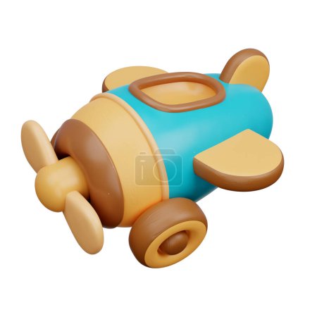 Photo for 3D Kids toy wooden airplane, 3d rendering - Royalty Free Image