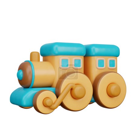 Foto de Tren de madera del juguete de los niños 3D, representación 3d - Imagen libre de derechos