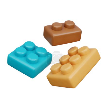 Foto de Pieza de Lego del juguete de los niños 3D, representación 3d - Imagen libre de derechos