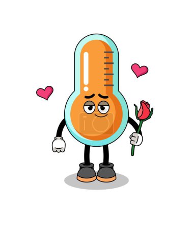 Téléchargez les illustrations : Mascotte thermomètre tomber amoureux, character design - en licence libre de droit