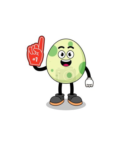 Illustration for Cartoon mascot of spotted egg number 1 fans , character design - Royalty Free Image