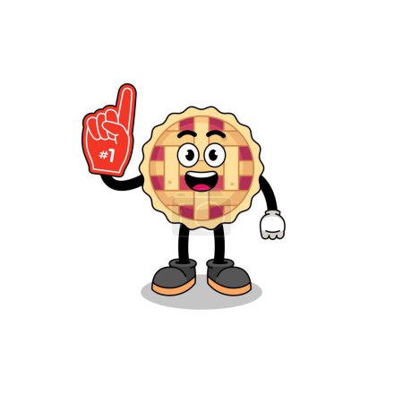 Illustration for Cartoon mascot of apple pie number 1 fans , character design - Royalty Free Image