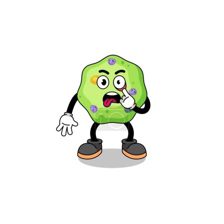 Illustration for Character Illustration of amoeba with tongue sticking out , character design - Royalty Free Image