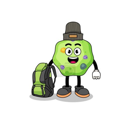 Illustration for Illustration of amoeba mascot as a hiker , character design - Royalty Free Image