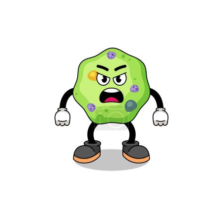 Illustration for Amoeba cartoon illustration with angry expression , character design - Royalty Free Image