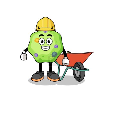 Illustration for Amoeba cartoon as a contractor , character design - Royalty Free Image