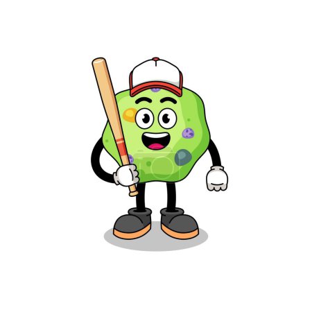 Illustration for Amoeba mascot cartoon as a baseball player , character design - Royalty Free Image