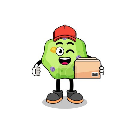 Illustration for Amoeba mascot cartoon as an courier , character design - Royalty Free Image