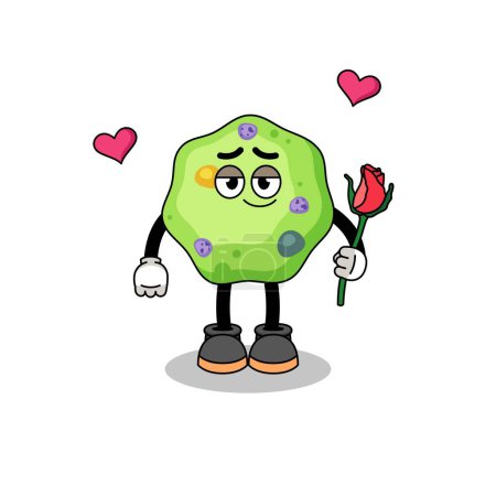Illustration for Amoeba mascot falling in love , character design - Royalty Free Image