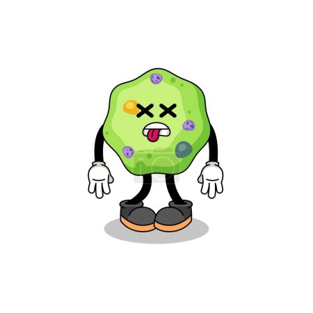 Illustration for Amoeba mascot illustration is dead , character design - Royalty Free Image