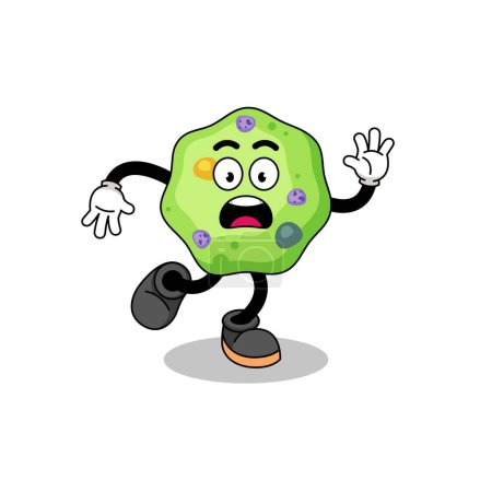 Illustration for Slipping amoeba mascot illustration , character design - Royalty Free Image
