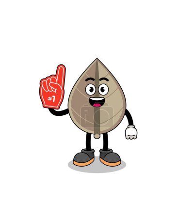 Illustration for Cartoon mascot of dried leaf number 1 fans , character design - Royalty Free Image