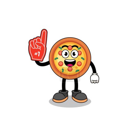 Illustration for Cartoon mascot of pizza number 1 fans , character design - Royalty Free Image