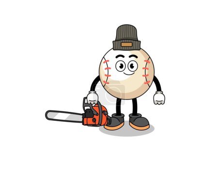 Ilustración de Béisbol ilustración de dibujos animados como un leñador, diseño de personajes - Imagen libre de derechos