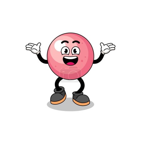 Ilustración de Caricatura bola de goma de mascar búsqueda con gesto feliz, diseño de personajes - Imagen libre de derechos