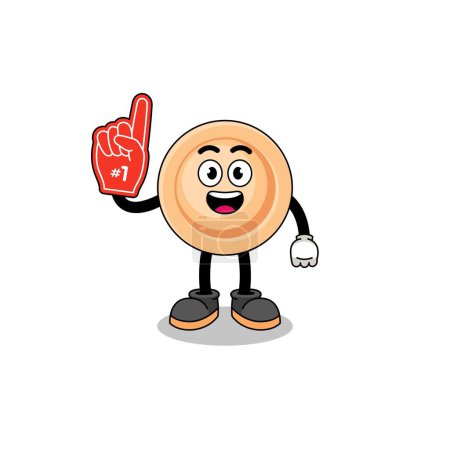 Illustration for Cartoon mascot of button number 1 fans , character design - Royalty Free Image