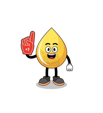 Illustration for Cartoon mascot of honey drop number 1 fans , character design - Royalty Free Image