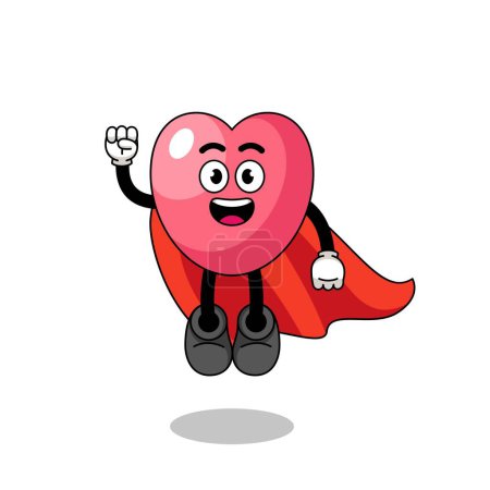 Téléchargez les photos : Dessin animé symbole coeur avec super-héros volant, character design - en image libre de droit