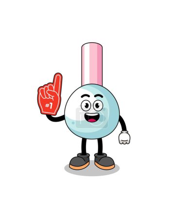Illustration for Cartoon mascot of cotton bud number 1 fans , character design - Royalty Free Image