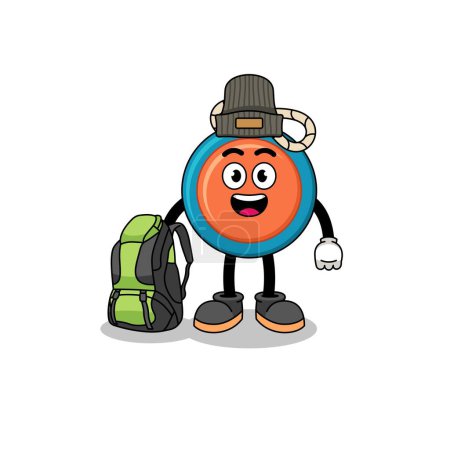 Illustration for Illustration of yoyo mascot as a hiker , character design - Royalty Free Image