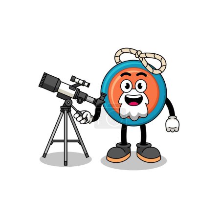 Illustration for Illustration of yoyo mascot as an astronomer , character design - Royalty Free Image