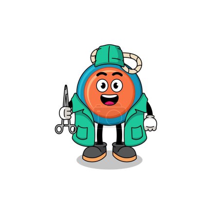 Illustration for Illustration of yoyo mascot as a surgeon , character design - Royalty Free Image