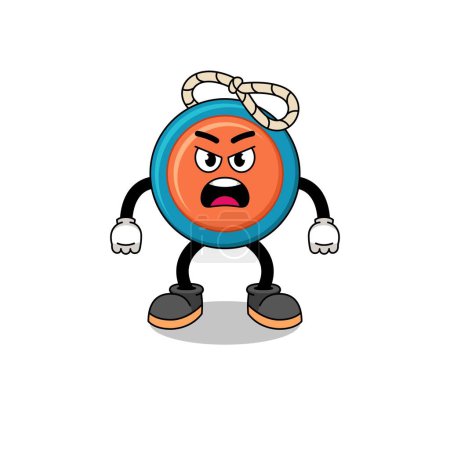 Illustration for Yoyo cartoon illustration with angry expression , character design - Royalty Free Image