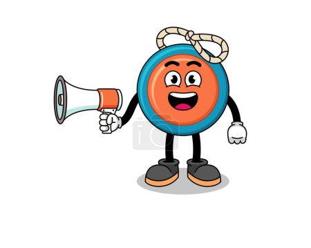 Illustration for Yoyo cartoon illustration holding megaphone , character design - Royalty Free Image