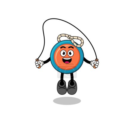 Illustration for Yoyo mascot cartoon is playing skipping rope , character design - Royalty Free Image