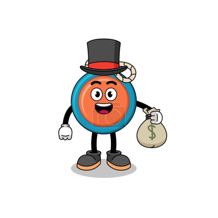 Illustration for Yoyo mascot illustration rich man holding a money sack , character design - Royalty Free Image