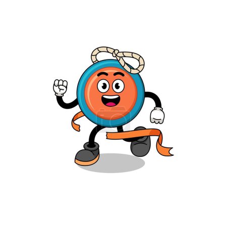 Illustration for Mascot cartoon of yoyo running on finish line , character design - Royalty Free Image