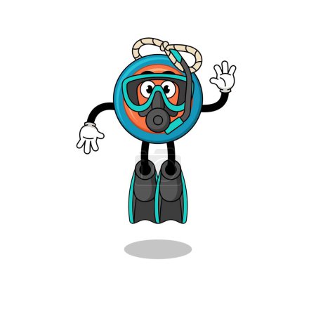 Illustration for Character cartoon of yoyo as a diver , character design - Royalty Free Image