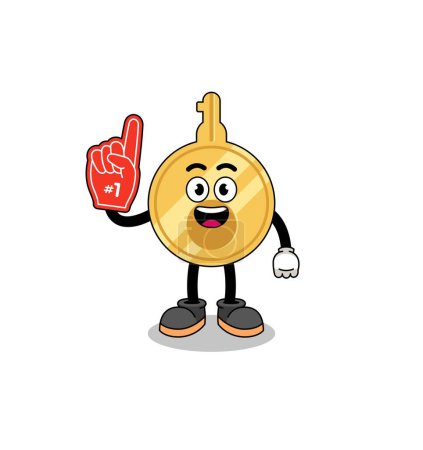 Illustration for Cartoon mascot of key number 1 fans , character design - Royalty Free Image