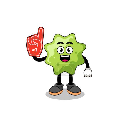 Illustration for Cartoon mascot of splat number 1 fans , character design - Royalty Free Image