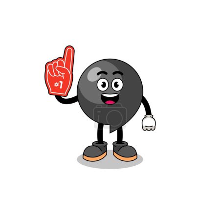 Illustration for Cartoon mascot of comma symbol number 1 fans , character design - Royalty Free Image