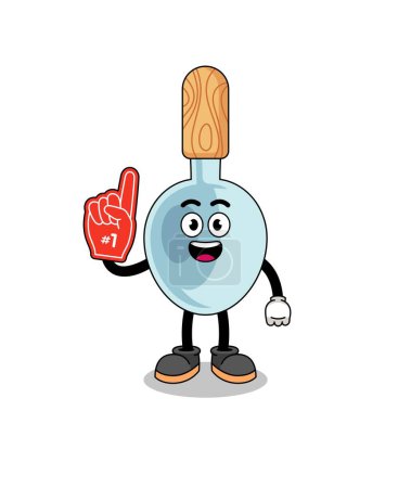 Illustration for Cartoon mascot of cooking spoon number 1 fans , character design - Royalty Free Image