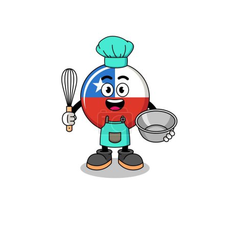 Illustration for Illustration of chile flag burning a marshmallow , character design - Royalty Free Image