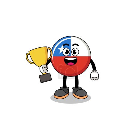 Illustration for Cartoon mascot of chile flag number 1 fans , character design - Royalty Free Image