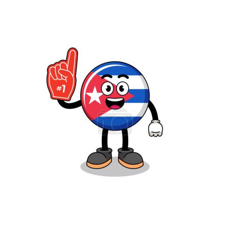 Illustration for Cartoon mascot of cuba flag number 1 fans , character design - Royalty Free Image